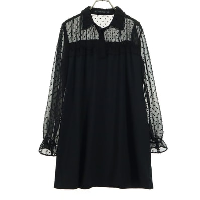 美品 ZARA BASIC ザラベーシック 長袖 ミニワンピース S ブラック シースルー