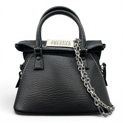 Maison Margiela 美品 メゾンマルジェラ 5AC マイクロ 2way ハンドバッグ チェーンショルダーバッグ S56WG0081 2018年 レザー ブラック 4ステッチ ミニバッグ ABランク 鑑定済 マルジェラバッグ