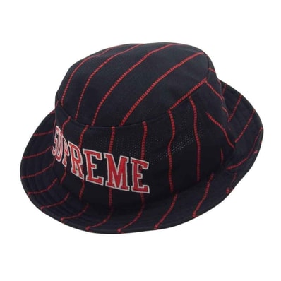 Supreme シュプリーム 帽子 16SS Stripe Mesh Crusher ストライプ メッシュ クラッシャー ハット ブラック系【中古】