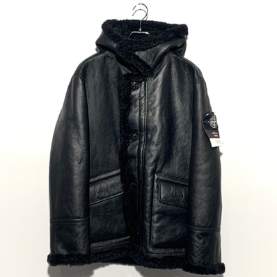 Supreme / Stone Island Hand-Painted Hooded Shearling Jacket "Black"
