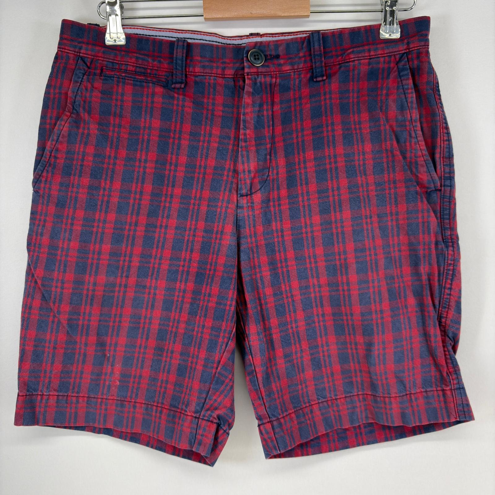 古着 トミーヒルフィガー TOMMY HILFIGER ショートパンツ ワンポイント ハーフパンツ チノパン w32  レッド系 チェック メンズ