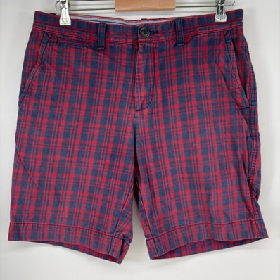 古着 トミーヒルフィガー TOMMY HILFIGER ショートパンツ ワンポイント ハーフパンツ チノパン w32 レッド系 チェック メンズ