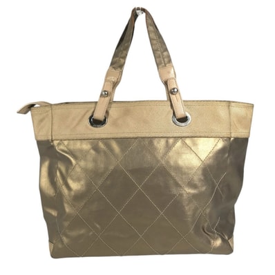 シャネル CHANEL パリビアリッツ MM パリビアリッツMM トートバッグ 肩掛け カバン ショルダーバッグ レザー/キャンバス ゴールド系