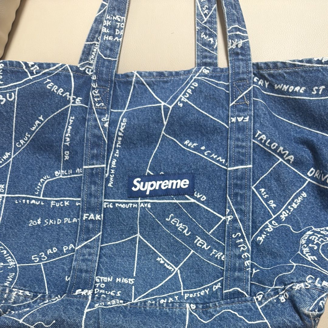 Supreme Gonz Map Denim Tote 