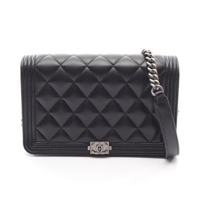 シャネル CHANEL ボーイシャネル マトラッセ ショルダーバッグ バッグ ラムスキン(羊革) レディース ブラック系 【中古】