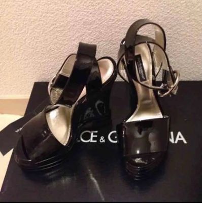 DOLCE&GABBANA☆新品箱袋付☆ドルガバ D&G ウェッジソール 黒