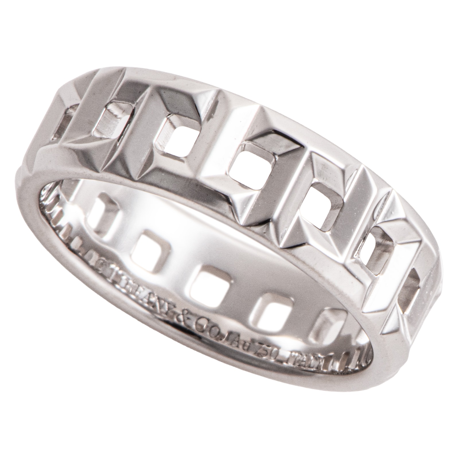 TIFFANY&Co. ティファニー ティファニーT トゥルー ワイド リング 指輪 9号 K18WG シルバー【中古】