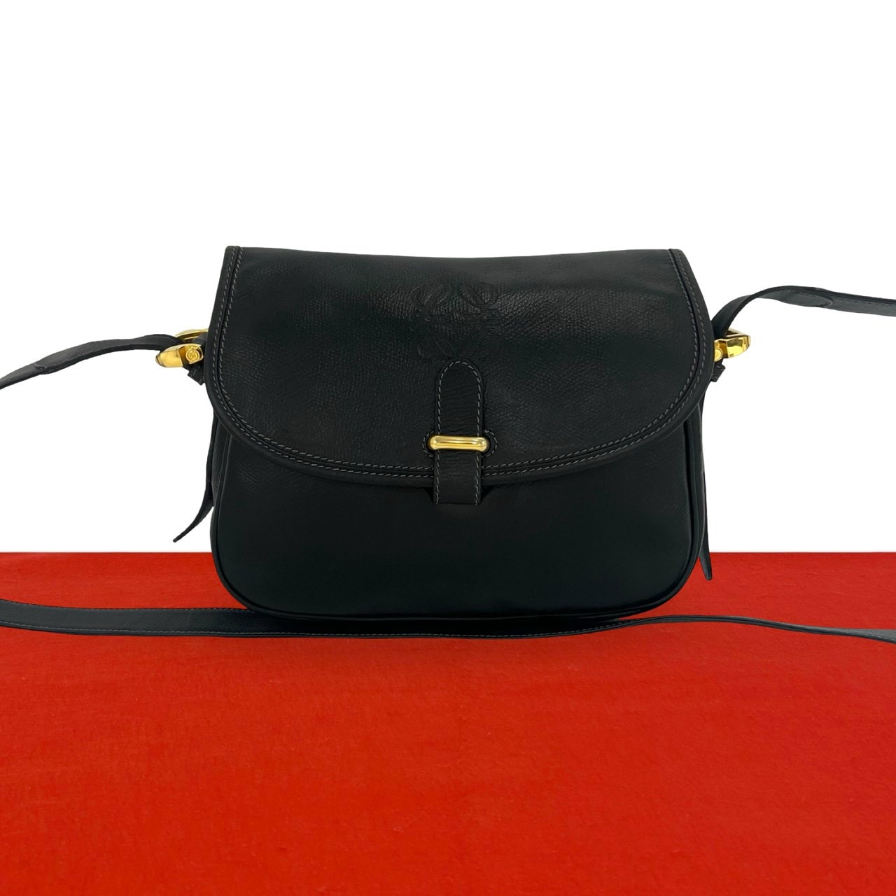 LOEWE ロエベ アナグラム ロゴ レザー ショルダーバッグ ブラック
 40392