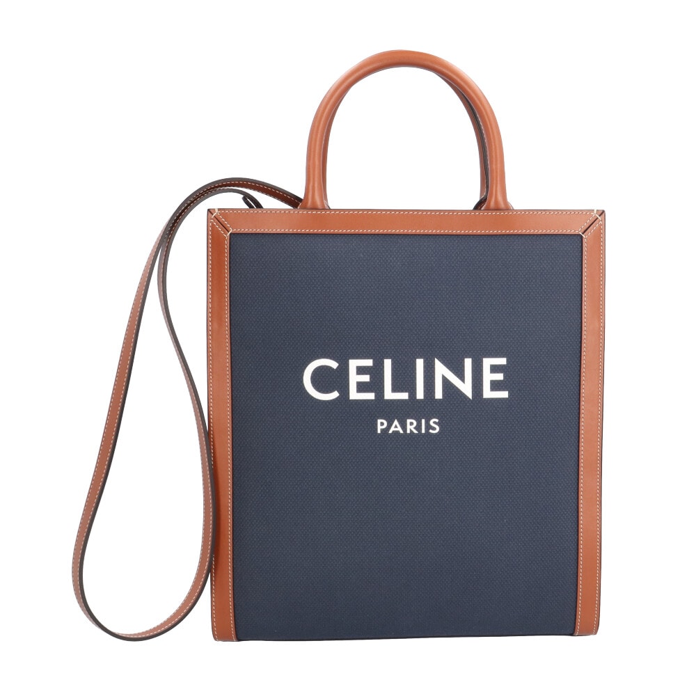 セリーヌ スモールヴァーティカルカバ ショルダーバッグ キャンバス 192082CSU.07AT ネイビー ユニセックス CELINE 中古