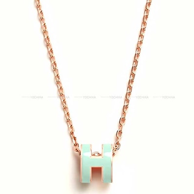 HERMES エルメス ネックレス ミニ ポップアッシュ ペンダント ヴェールペパーミント ローズゴールドプレーテッド/ラッカー 新品