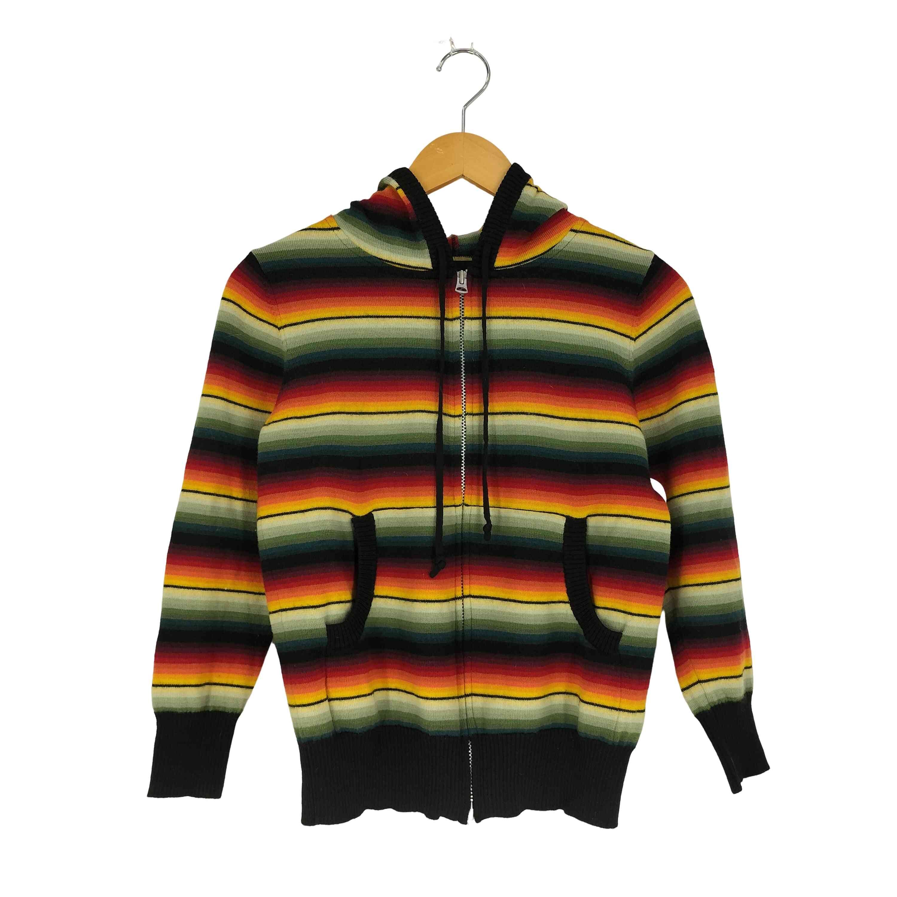 マルチカラー ボーダー ウール ジップアップパーカー【1140552642057】