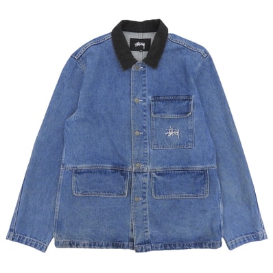 ステューシー Denim Chore Coat 刺繍ロゴ デニムジャケット メンズ ブルー ブラック M M