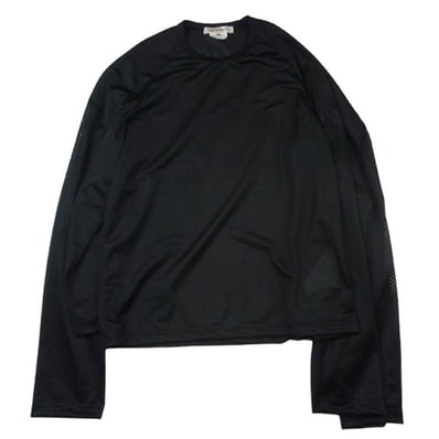 COMME des GARCONS コムデギャルソン カットソー AD2024 GO-T022 メッシュ切替 長袖 アームデザイン シースルー カットソー ブラック系 M【中古】