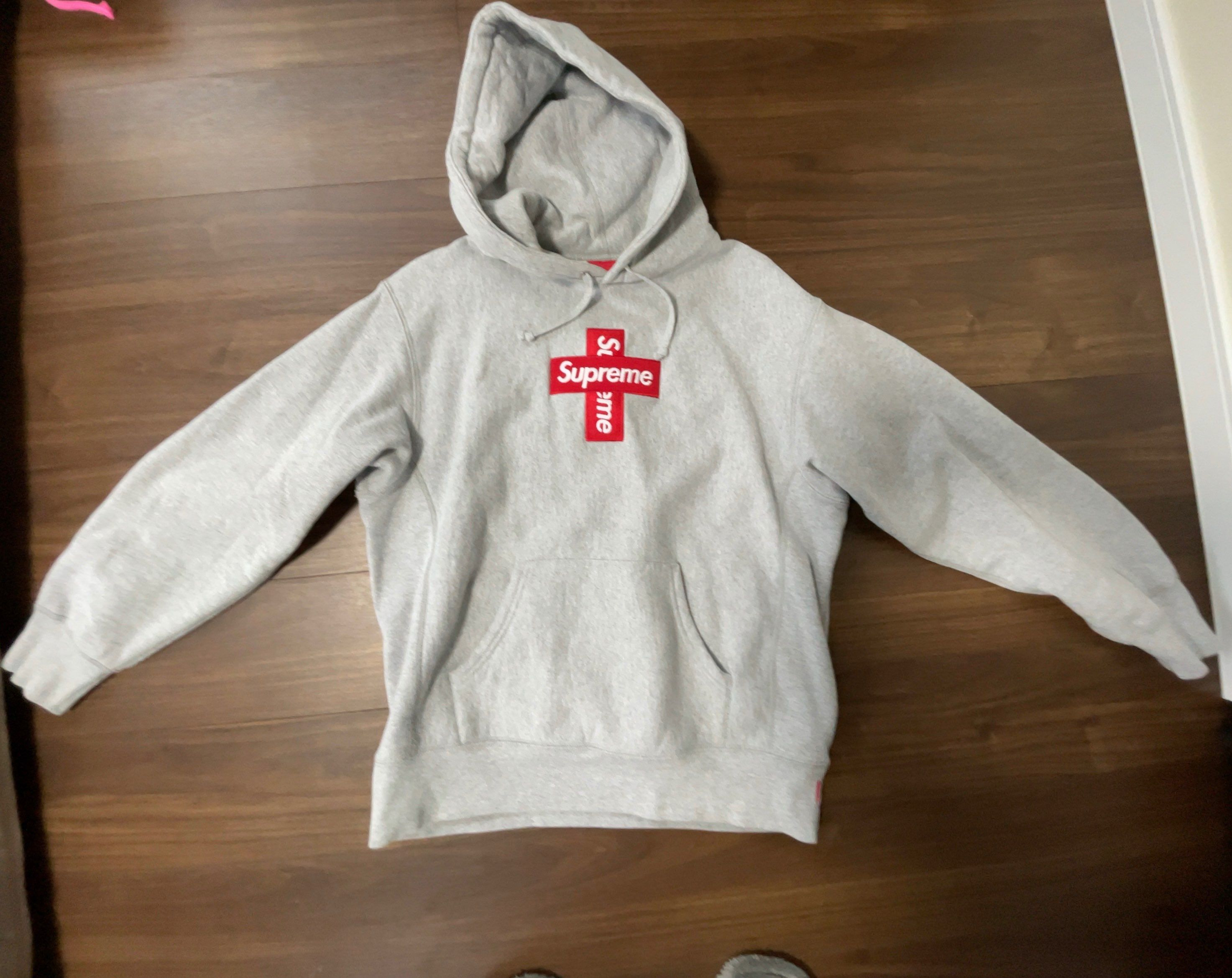 Supreme Cross Box Logo Hooded Sweatshirt "Grey"
