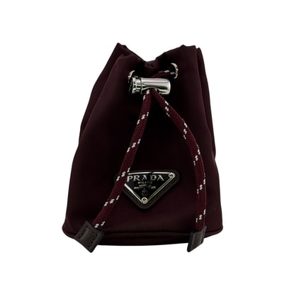 プラダ PRADA チャーム スピードロック 三角プレート Re-Nylon キーチェーン チャーム 巾着 ポーチ キーリング コインケース 小銭入れ 2TT202 ブラウン