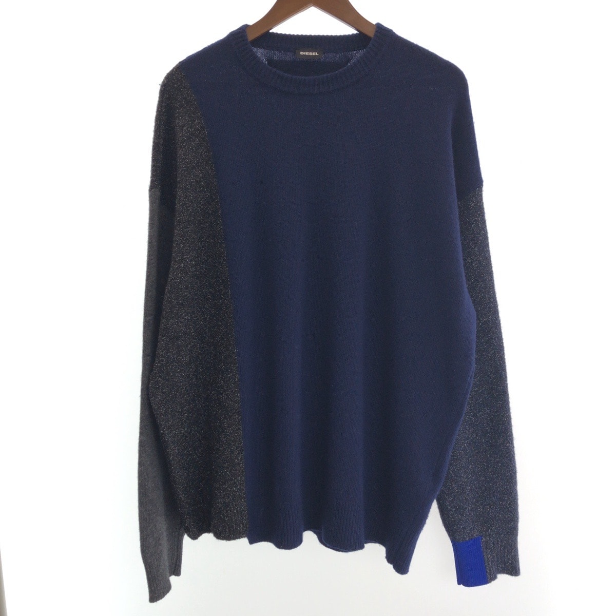 美品 DIESEL ディーゼル サイズXL ブルー グレー ウール ニット カットソー 501694 【中古】