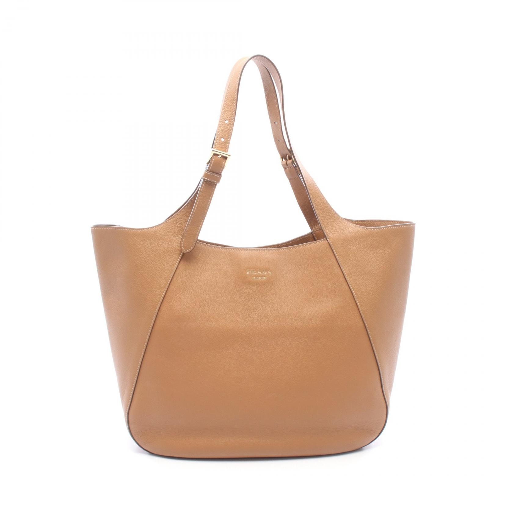 プラダ PRADA ロゴ トートバッグ バッグ レザー レディース ブラウン系 2VG123 【中古】