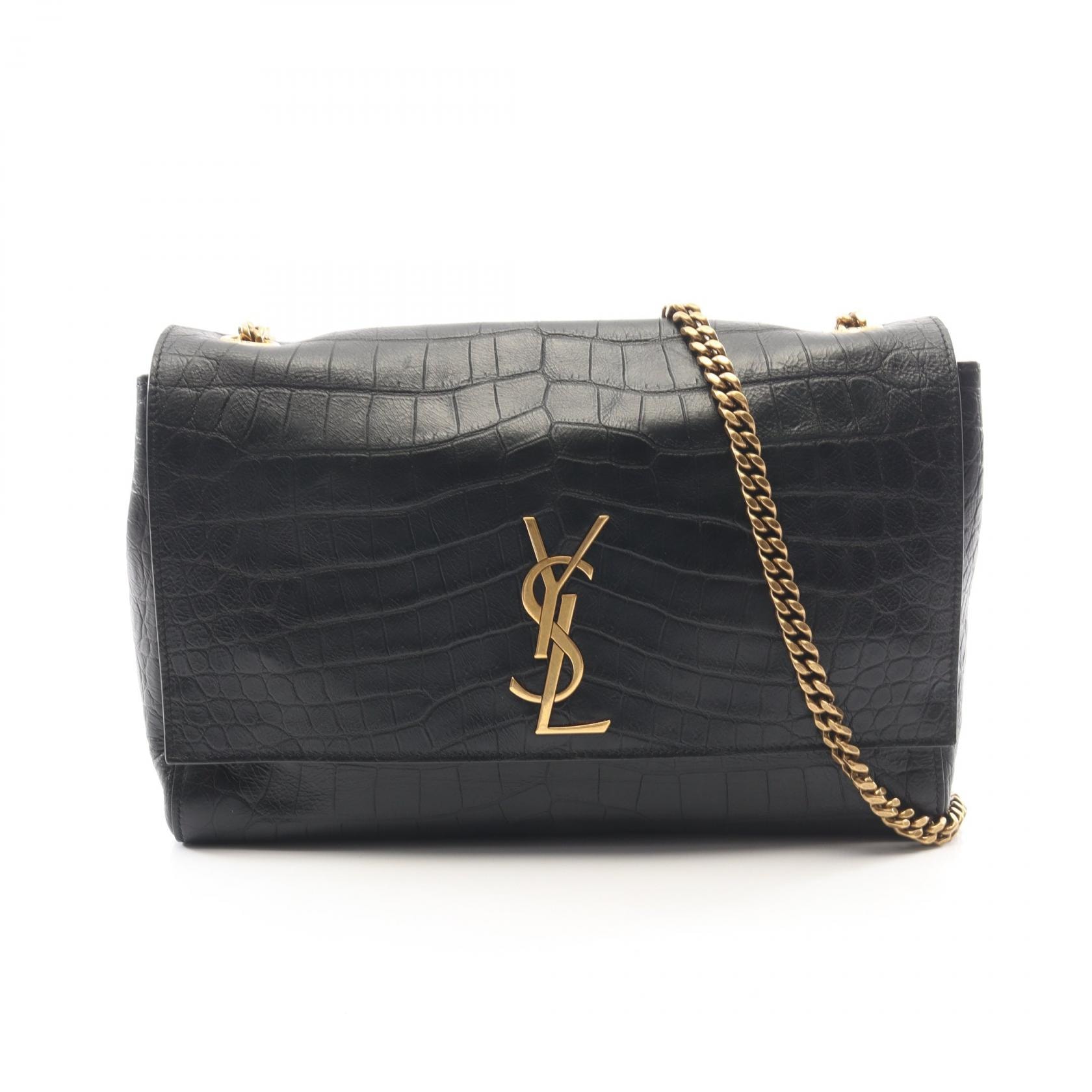 サンローランパリ SAINT LAURENT PARIS ケイト リバーシブル クロコ型押し ショルダーバッグ バッグ レザー スウェード レディース ブラック系 / ブラウン系 【中古】