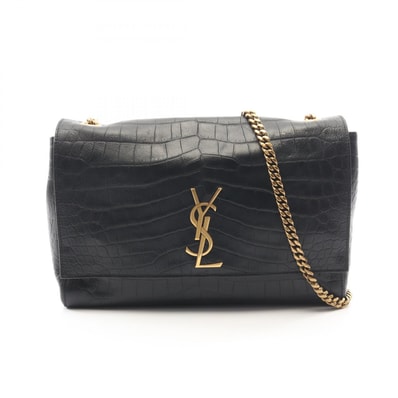 サンローランパリ SAINT LAURENT PARIS ケイト リバーシブル クロコ型押し ショルダーバッグ バッグ レザー スウェード レディース ブラック系 / ブラウン系 【中古】