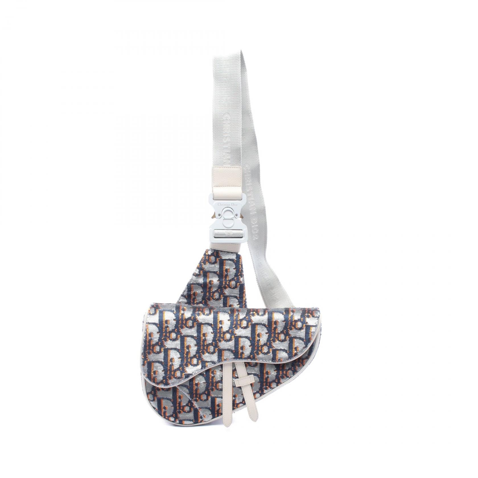 ディオール Dior SADDLE サドル オブリーク スパンコール ウエストバッグ ボディバッグ バッグ スパンコール メンズ シルバー系 / ネイビー系 / オレンジ系 【中古】