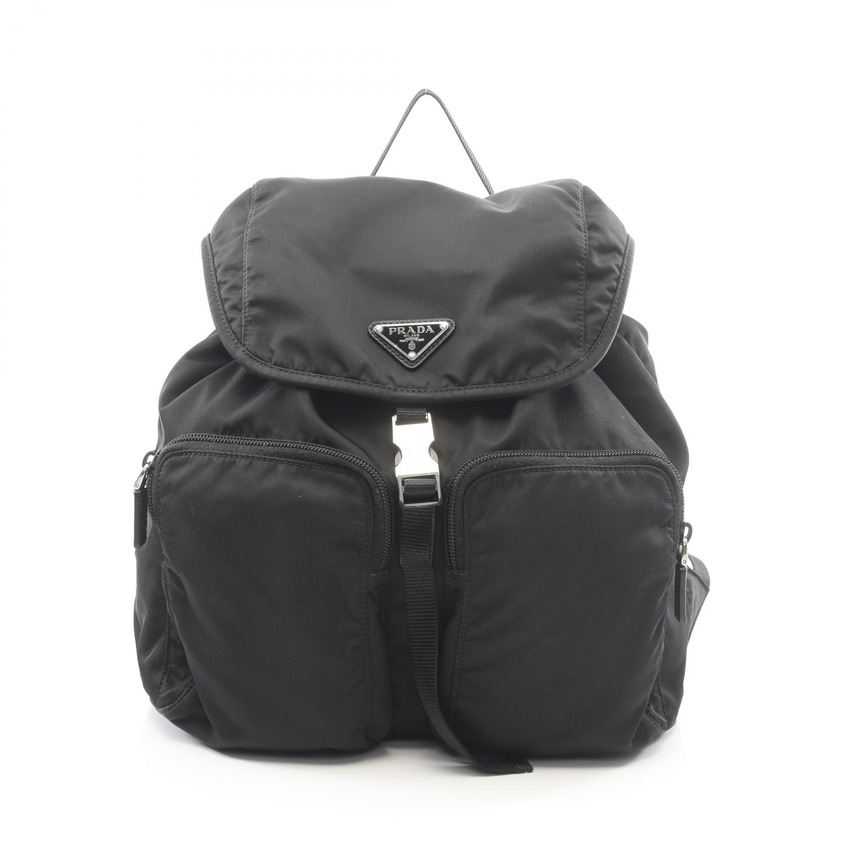プラダ PRADA TESSUTO リュックサック バックパック バッグ ナイロン レディース ブラック系 1BZ005 【中古】