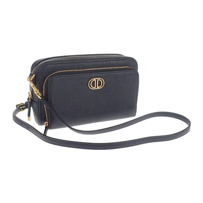 ディオール Dior カロ ダブルポーチ S7431UBAE ショルダーバッグ レザー ブラック レディース【中古】【Aランク】