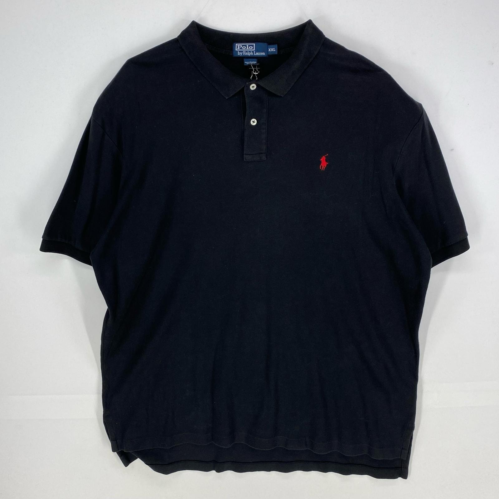 古着 ポロバイラルフローレン Polo by Ralph Lauren 半袖シャツ ワンポイント ロゴ刺繍 ポロシャツ 2XL  ブラック系 メンズ
