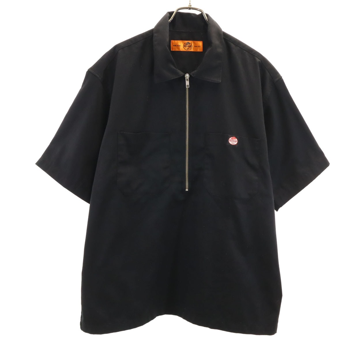 RED KAP レッドキャップ 半袖 ハーフジップ ワークシャツ M ブラック プルオーバー