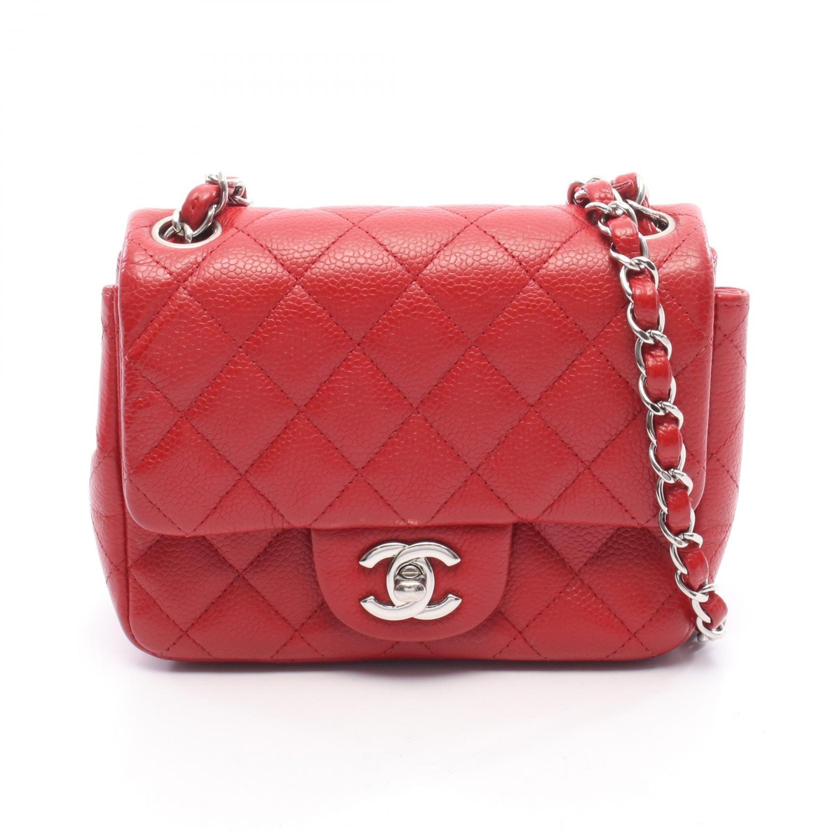 シャネル CHANEL ミニマトラッセ ショルダーバッグ バッグ レザー カーフ(牛革) レディース レッド系 【中古】