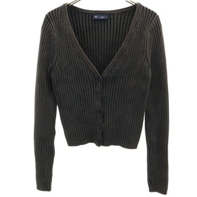 GAP ギャップ 長袖 Vネック リブ ニットカーディガン M チャコール