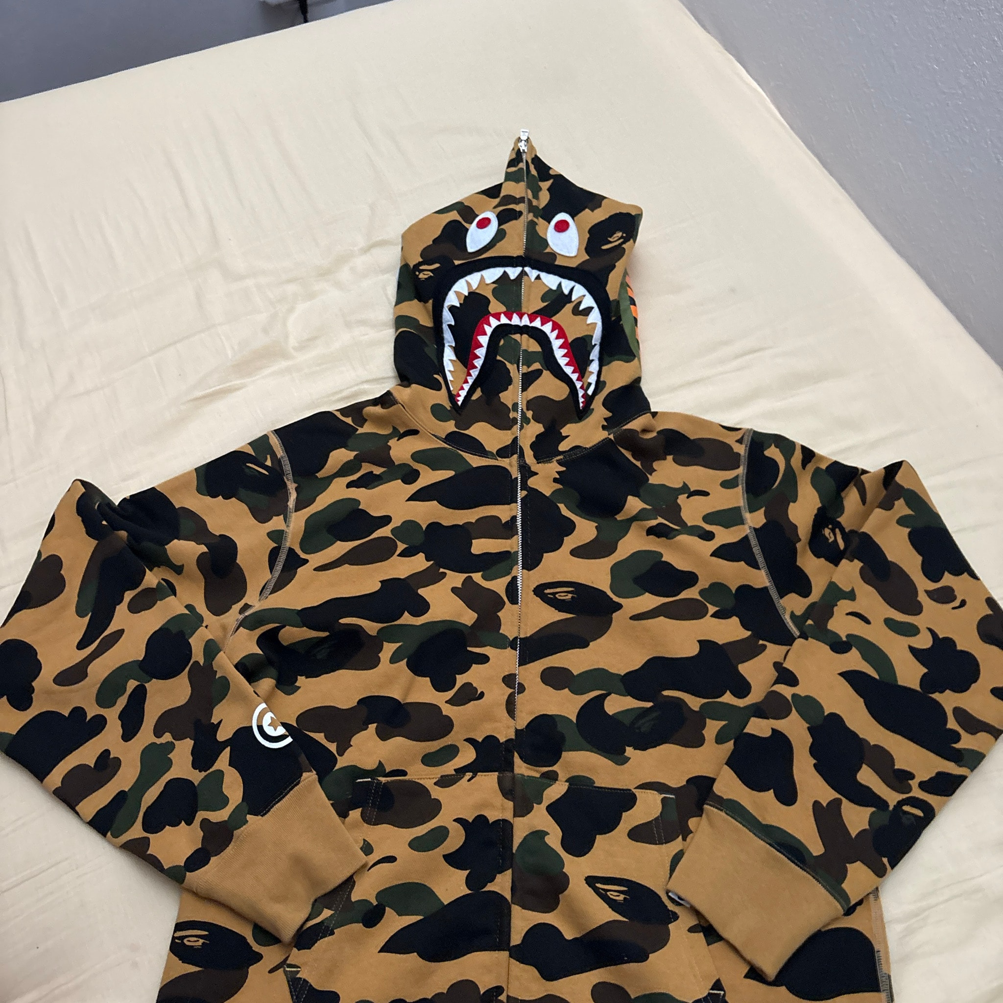 A BATHING APE 1St Camo Shark Full Zip Hoodie "Yellow"