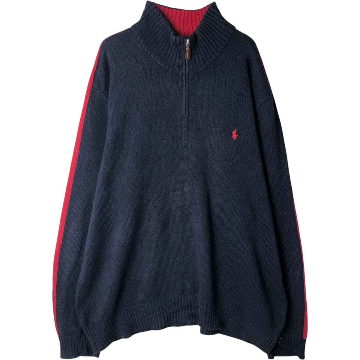 古着 ラルフローレン Ralph Lauren POLO by Ralph Lauren ワンポイント コットンニットハーフジップセーター XXL メンズXXL相当/eaa631940