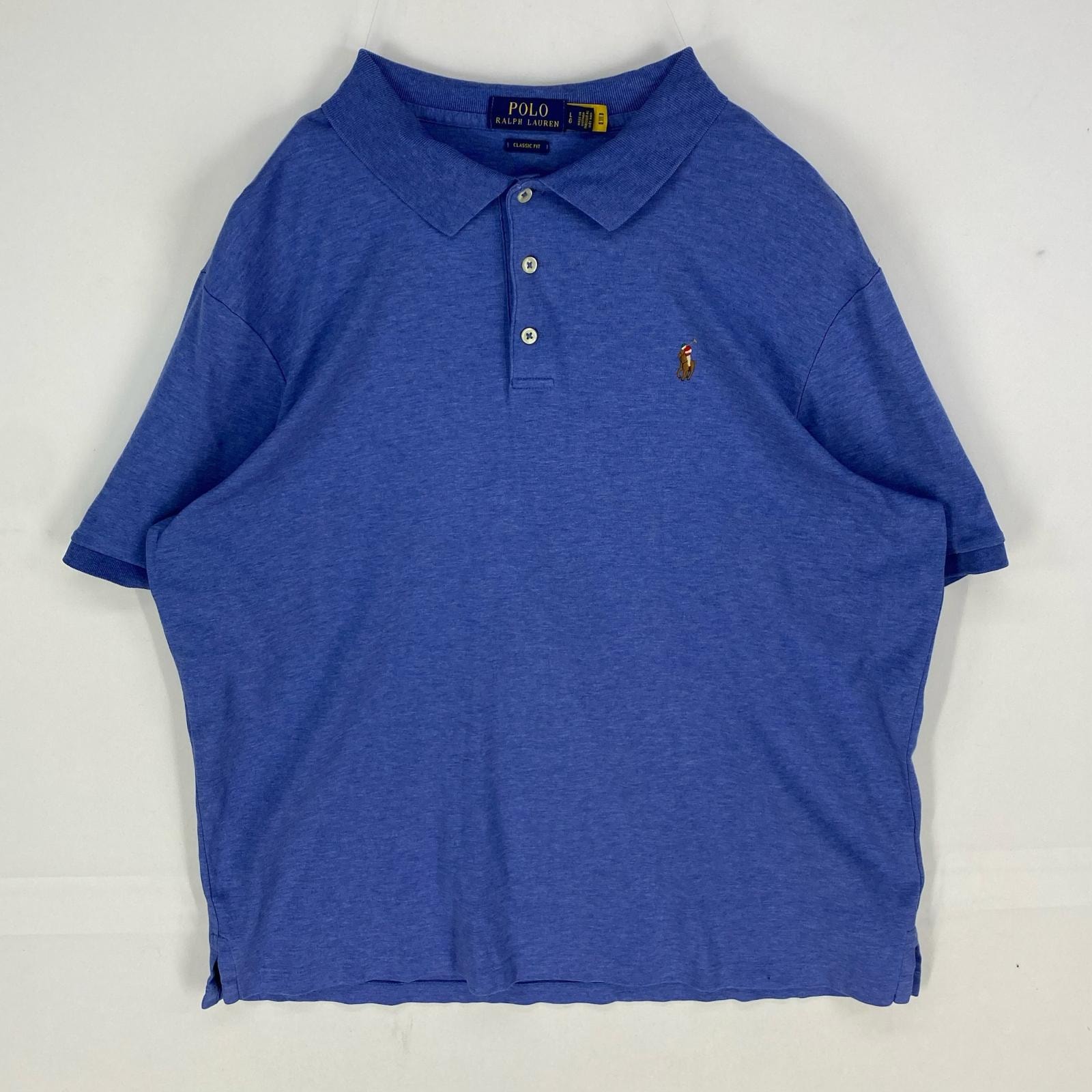 古着 ポロ・ラルフローレン POLO RALPH LAUREN 半袖シャツ ワンポイント 3ボタン ポロシャツ L ブルー系 メンズ