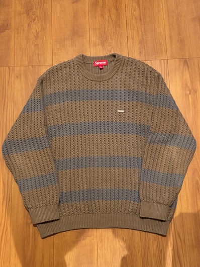 Supreme Loose Gauge Stripe Small Box Sweater "Khaki"