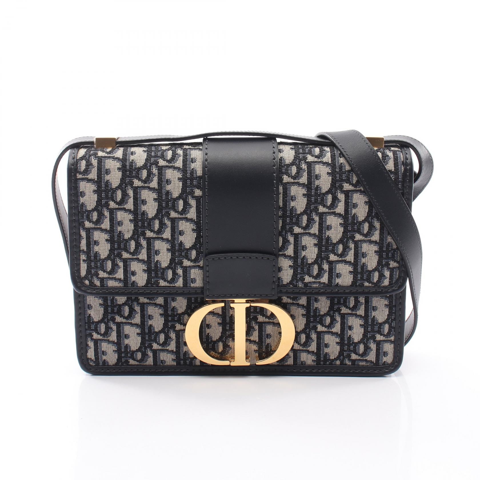ディオール Dior 30 MONTAIGNE モンテーニュ オブリーク ジャカード ショルダーバッグ バッグ キャンバス レザー レディース ネイビー系 / ベージュ系 M9203UTZQ_M928 【中古】