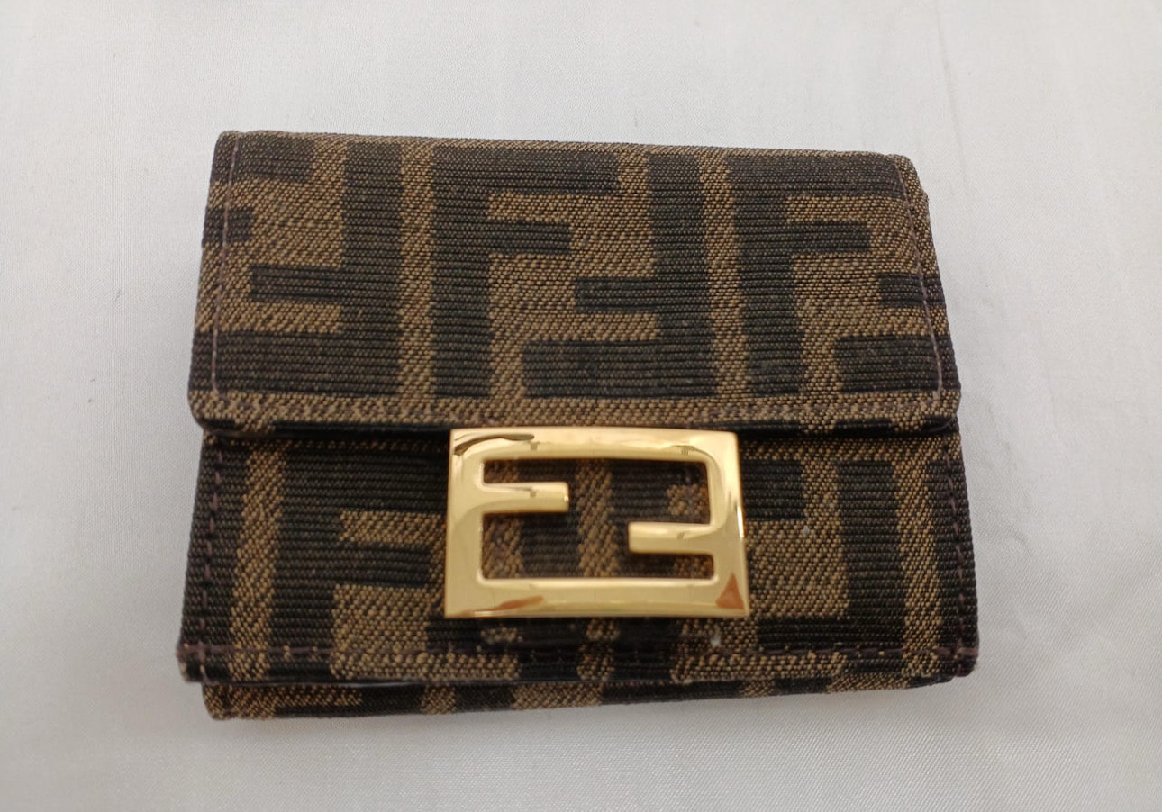 FENDI Micro Tri-Fold Wallet Fabric "Brown"