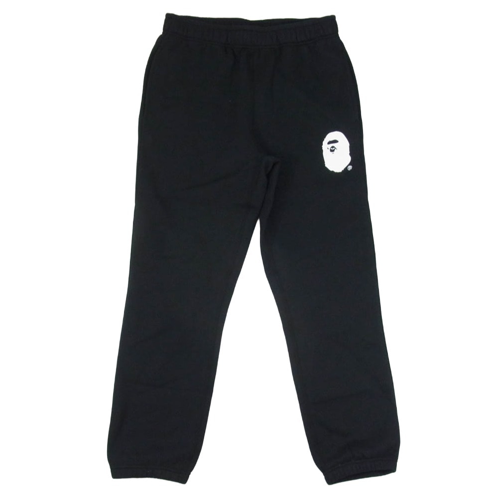 A BATHING APE アベイシングエイプ パンツ 001GDM201002H ロゴプリント ストレート スウェットパンツ ブラック系 S【新古品】【未使用】【中古】