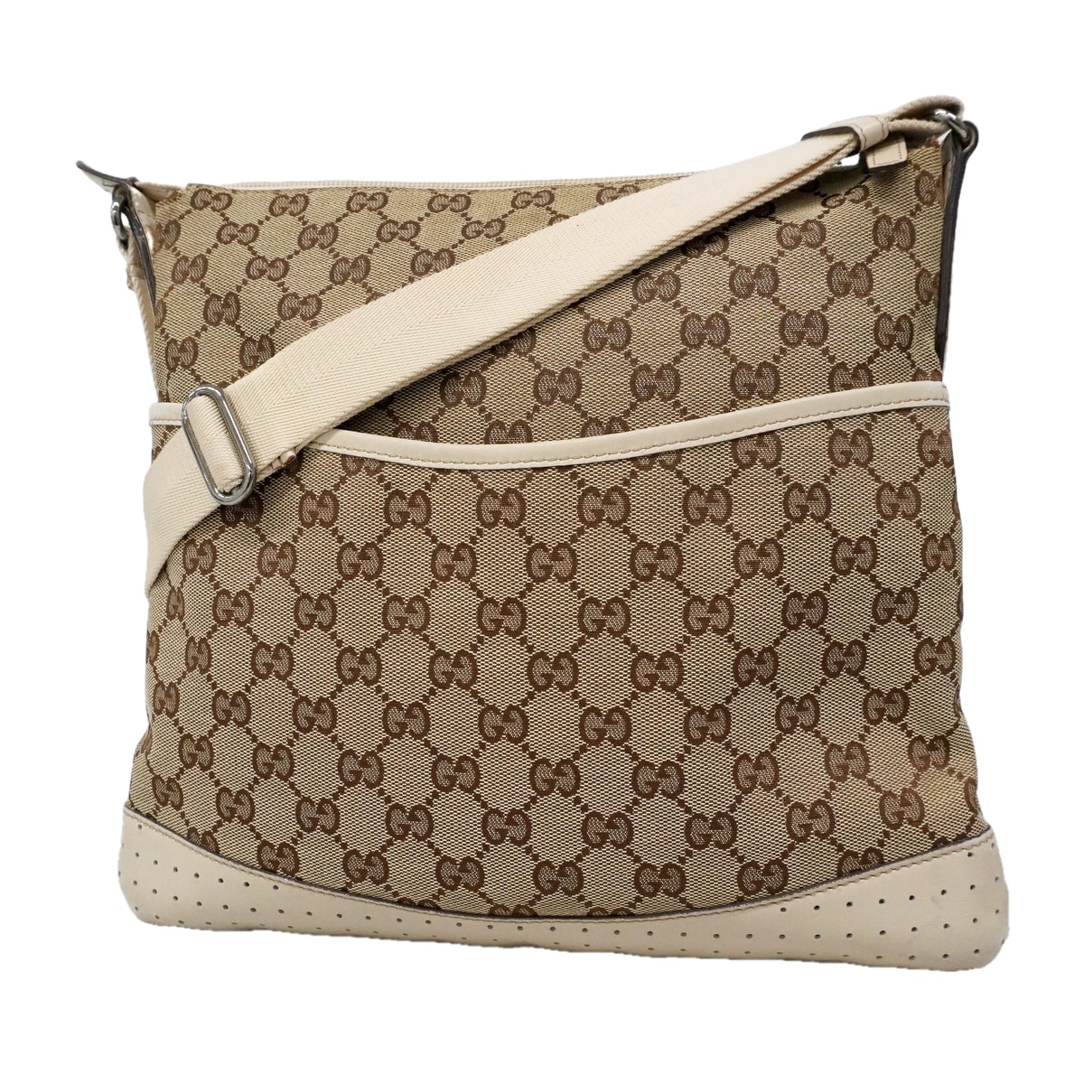 ★最終価格【6ib1271】グッチ ショルダーバッグ GGキャンバス 145857 キャンバス ベージュ シルバー金具【中古】レディース