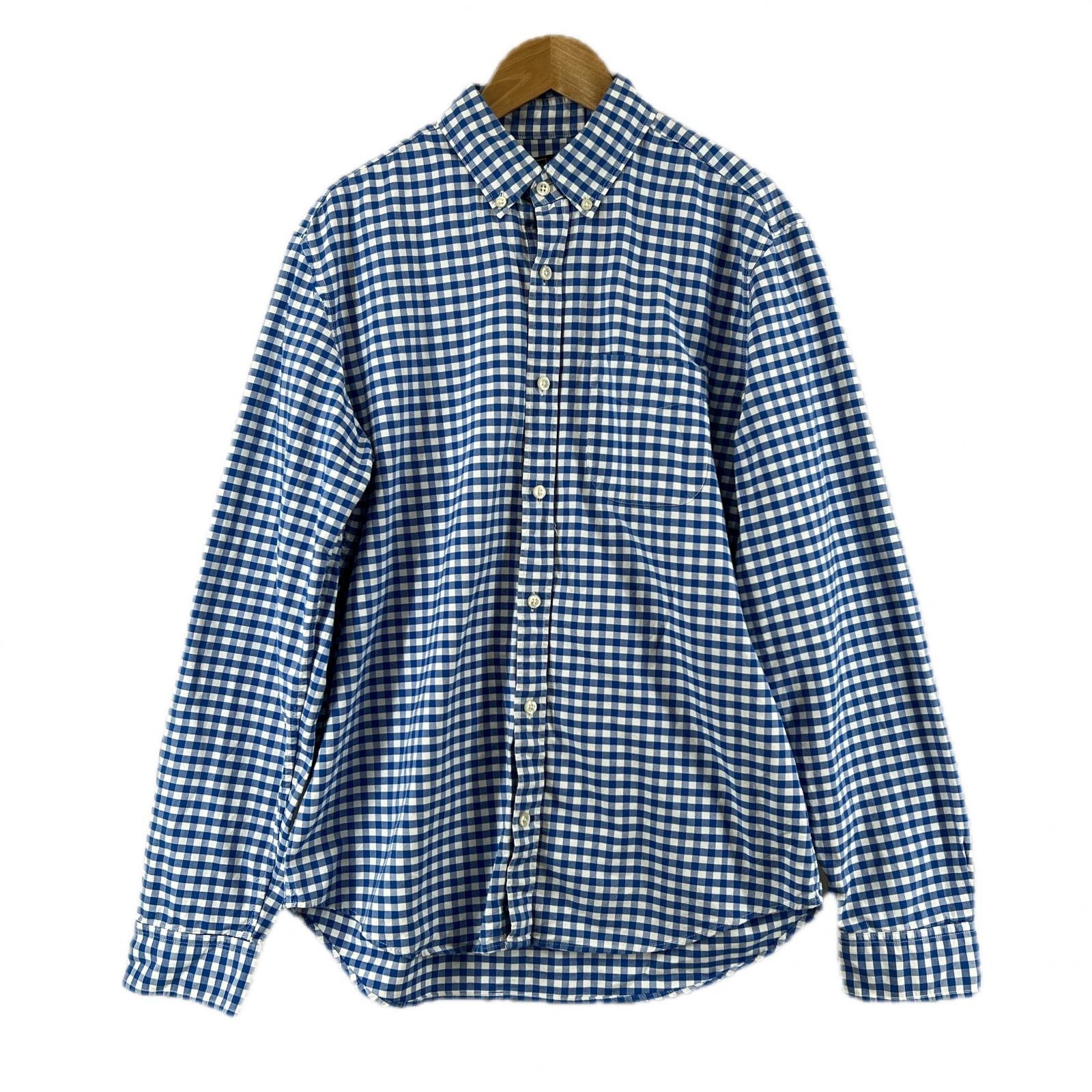 極美品 GAP ギャップ チェック 秋冬 AW 長袖シャツ コットン ブルー メンズ M【古着】【中古】