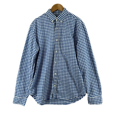 極美品 GAP ギャップ チェック 秋冬 AW 長袖シャツ コットン ブルー メンズ M【古着】【中古】