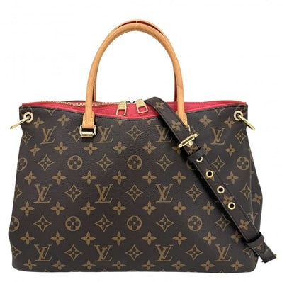 LOUIS VUITTON ルイヴィトン 2WAY モノグラム パラス ハンドバッグ ショルダーバッグ 肩掛け Pallas M41148 ブラウン 茶 レッド 赤 ゴールド金具 レディース【中古品】
