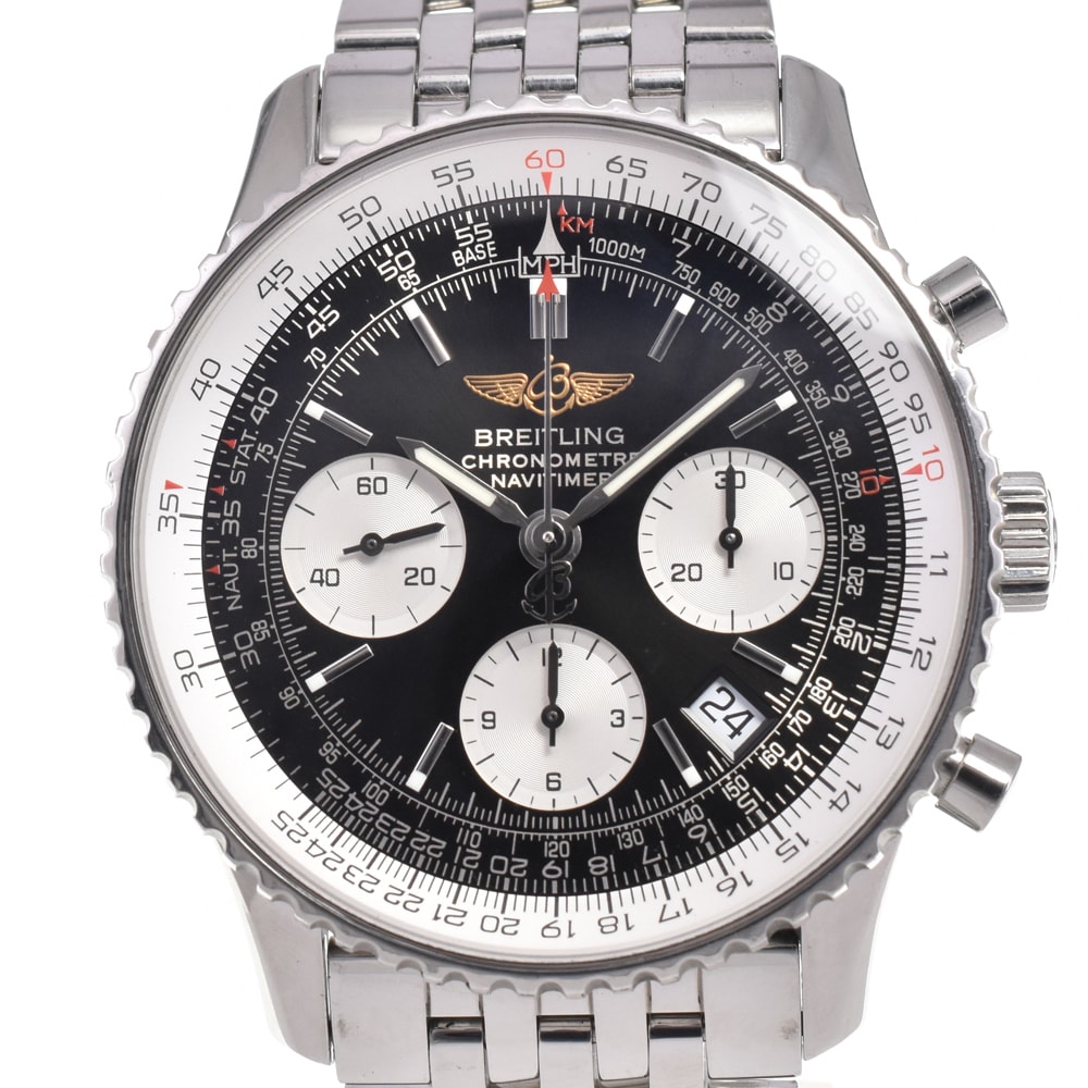 ブライトリング BREITLING A23322 ナビタイマー クロノグラフ ブラック 自動巻き メンズ 良品 腕時計 G#146535