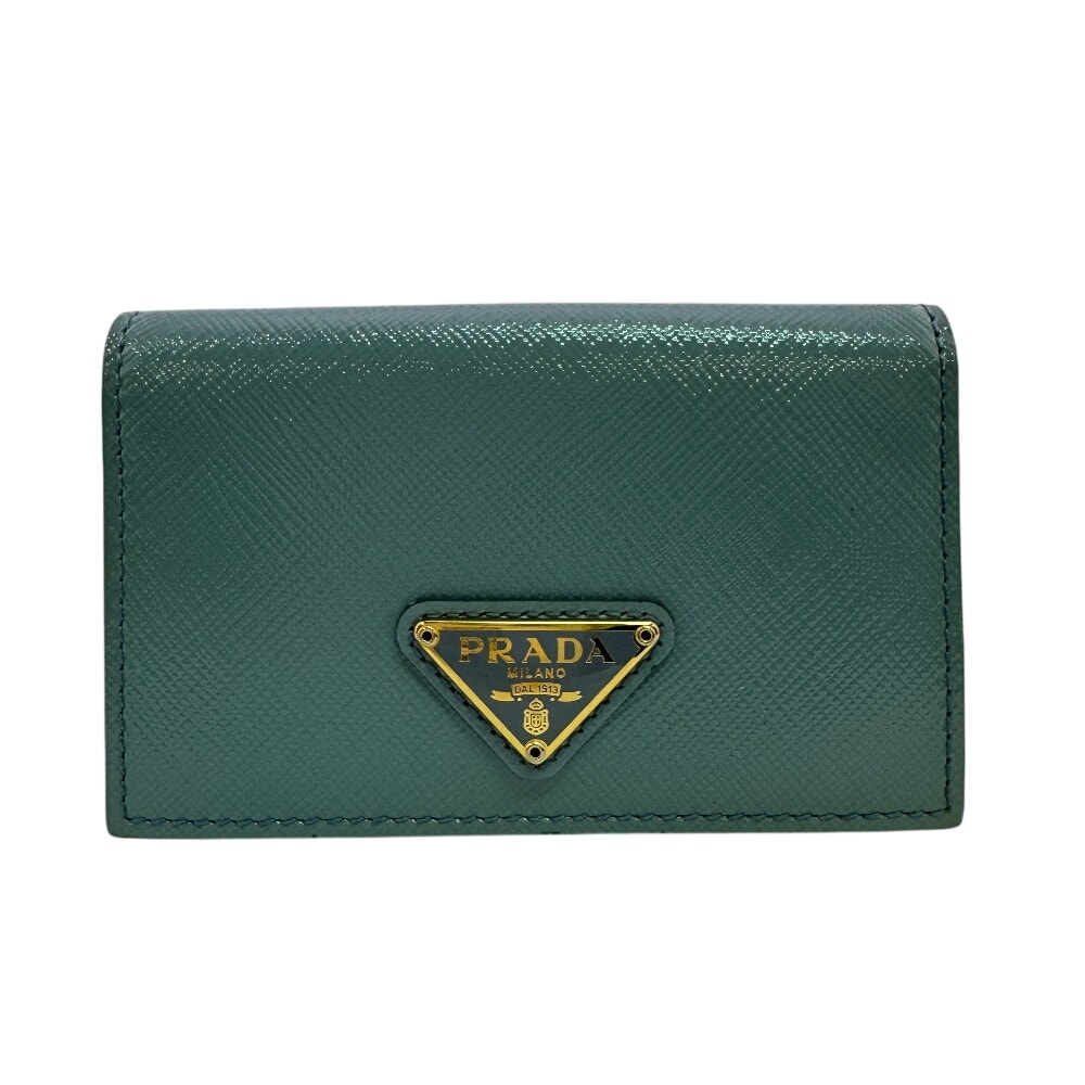プラダ PRADA カードケース 三角プレート 名刺入れ パスケース 定期入れ ブルー