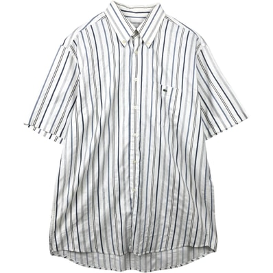 古着 ラコステ LACOSTE マルチストライプ 半袖 ボタンダウン ストライプシャツ メンズL相当/eaa655921