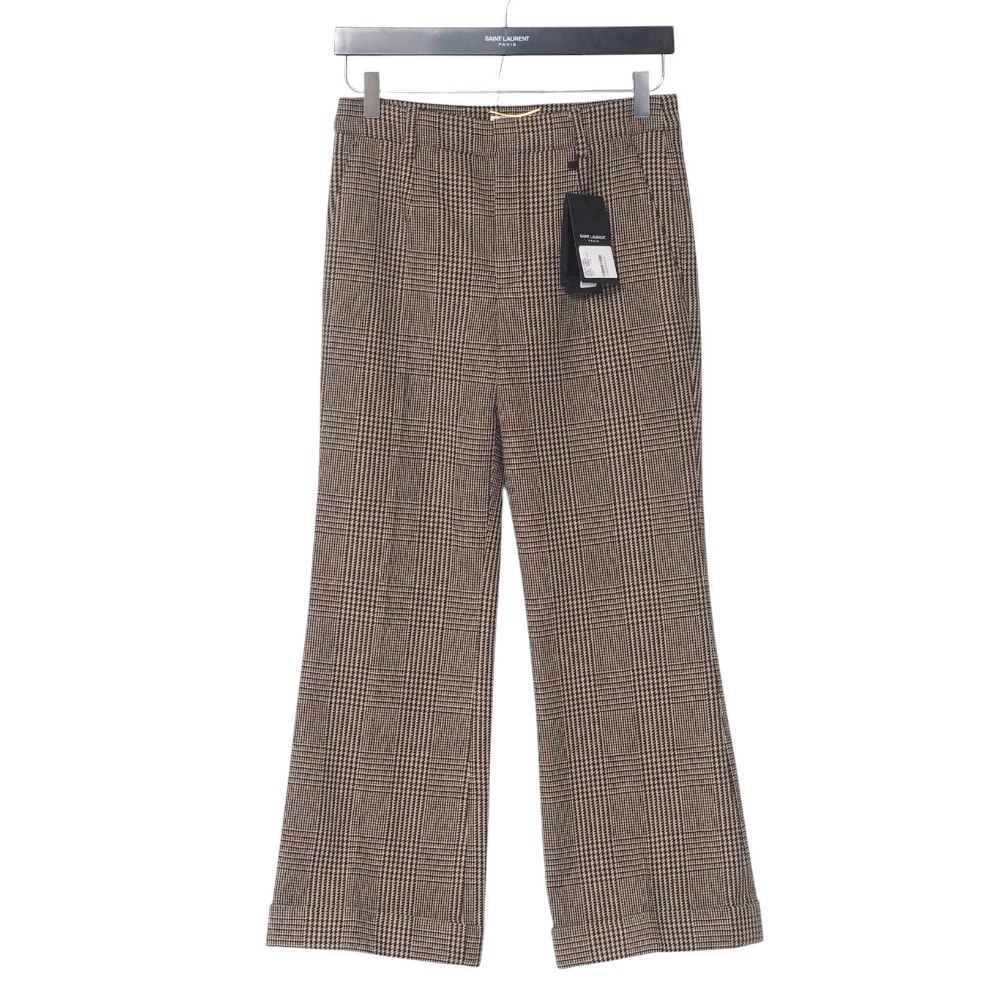 ■美品■SAINT LAURENT PARIS サンローランパリ パンツ サイズ34 グレンチェック スラックス イタリア製 ブランド古着【中古】20250501/RA4524
