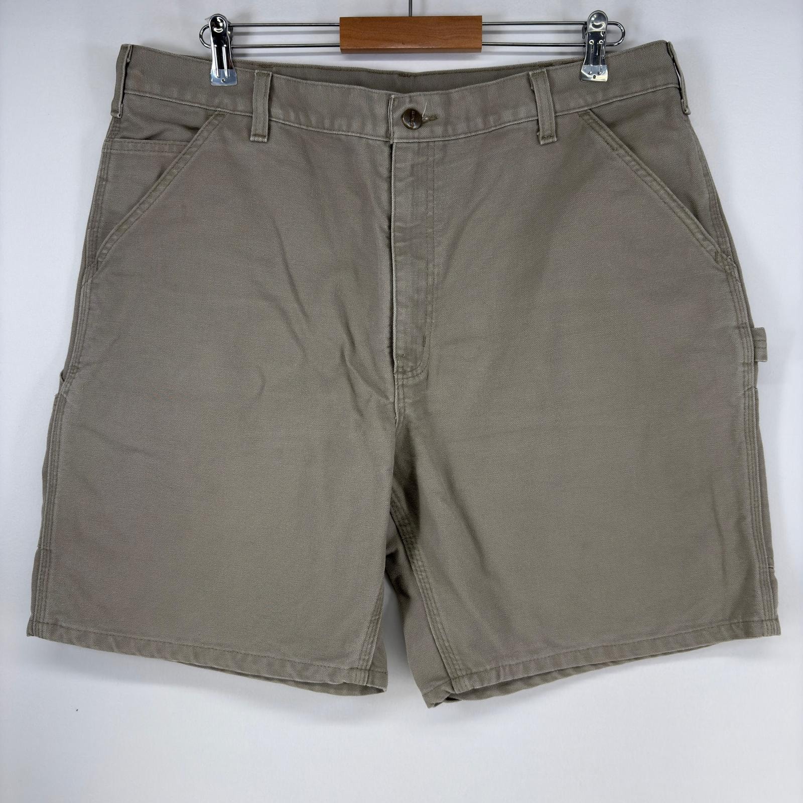 古着 カーハート Carhartt ダック ショートパンツ ペインター ワンポイントロゴ ジップ ハーフパンツ 作業着 w38 グレー メンズ