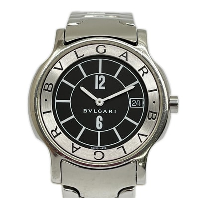 BVLGARI ブルガリ クォーツ 腕時計 ソロテンポ 2026.07電池交換済 Solotempo ST35S シルバー/ブラック