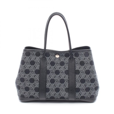 エルメス HERMES ガーデンパーティTPM トートバッグ バッグ レザー キャンバス トワルソーアッシュ □K刻印(2007年製造) レディース ブラック系 / グレー系 【中古】