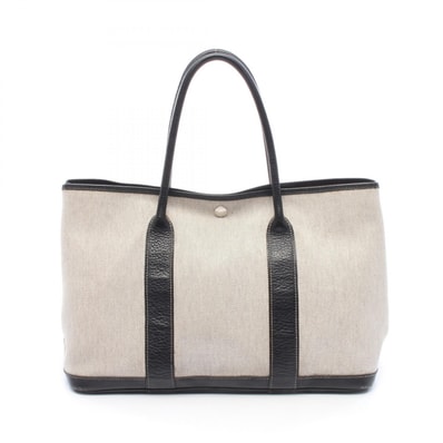 エルメス HERMES ガーデンパーティPM トートバッグ バッグ トワルアッシュ / ブッフル トワルアッシュ □H刻印(2004年製造) レディース グレー系 / ブラック系 【中古】
