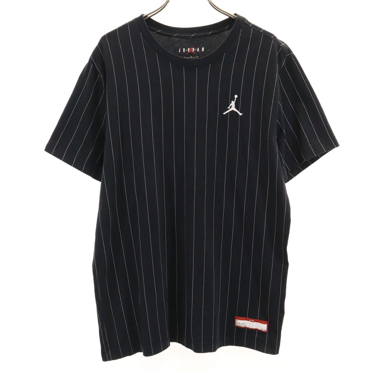 AIR JORDAN エアジョーダン ストライプ柄 半袖 Tシャツ L ブラック NIKE ナイキ